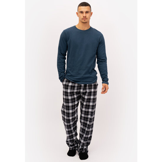 Phil & Co Phil & Co Long Men's Pajama Set With Flannel Pajama Pants Blue