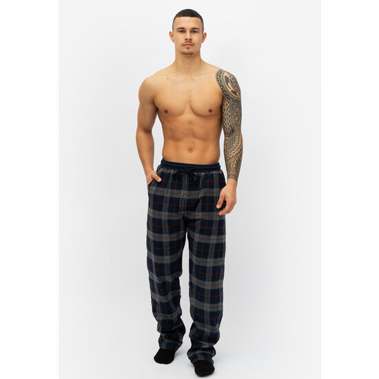 Phil & Co Phil & Co Long Men's Pajama Set With Flannel Pajama Pants Grey