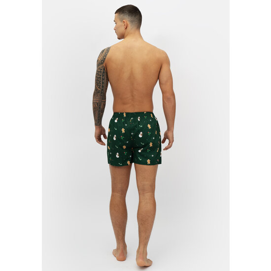 Happy Shorts Happy Shorts Wide Christmas Boxer Shorts Men's Snowman + Gingerbread Green