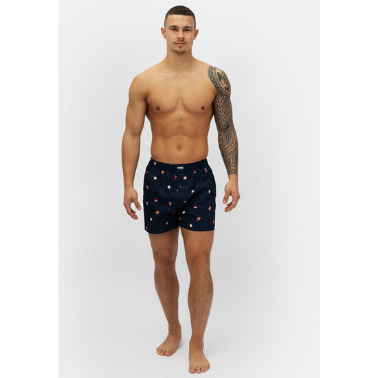 Happy Shorts Happy Shorts Wide Christmas Boxer Shorts Men's Cookies Print Blue