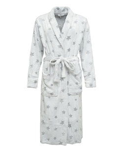 By Louise Fleece Bathrobe Ladies White With Stars