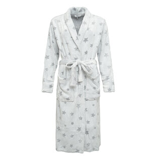 By Louise Fleece Bathrobe Ladies White With Stars