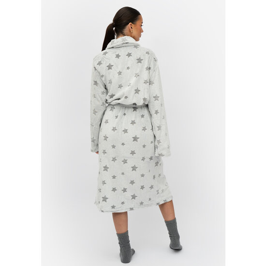 By Louise By Louise Fleece Bathrobe Ladies White With Stars