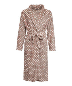 By Louise Fleece Bathrobe Ladies Brown Dotted