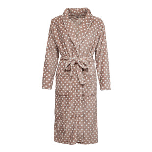 By Louise Fleece Bathrobe Ladies Brown Dotted