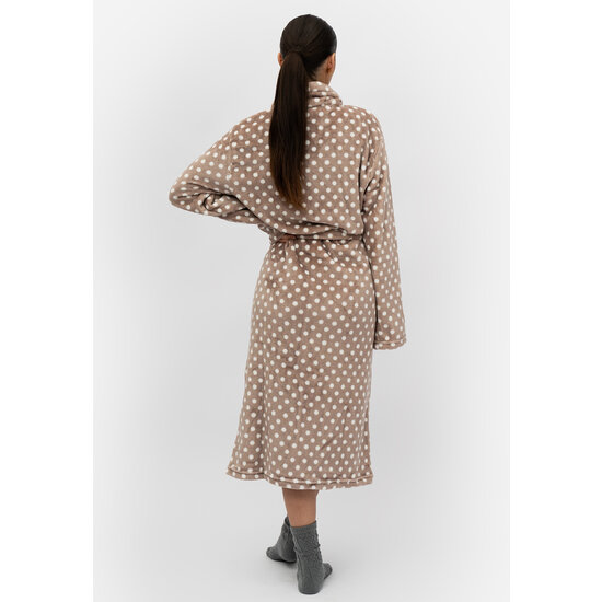 By Louise By Louise Fleece Bathrobe Ladies Brown Dotted