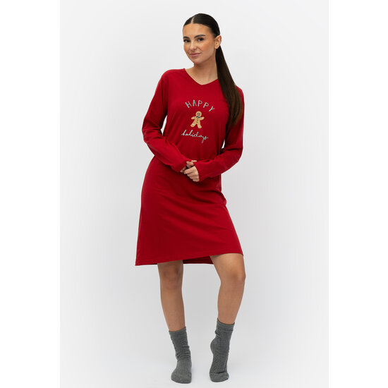 Happy Shorts Happy Shorts Ladies Nightshirt Christmas Red