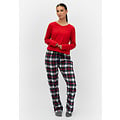 By Louise By Louise Ladies Pajama Set With Flannel Pajama Pants Red