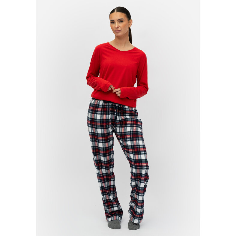 By Louise By Louise Ladies Pajama Set With Flannel Pajama Pants Red
