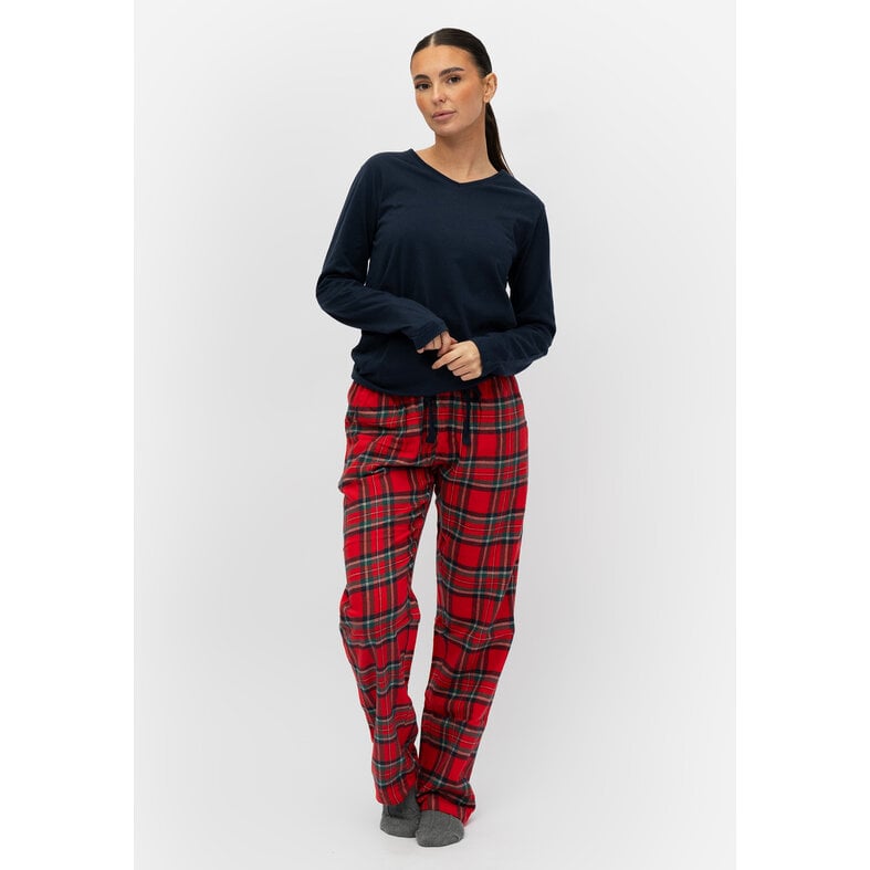 By Louise By Louise Ladies Pajama Set With Flannel Pajama Pants Dark Blue