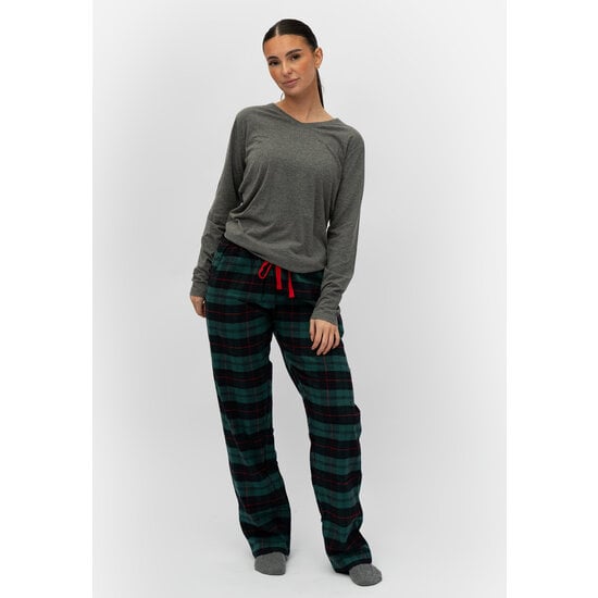 By Louise By Louise Ladies Pajama Set With Flannel Pajama Pants Gray