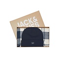 Jack & Jones Jack & Jones Men's Giftbox Hat + Scarf Dark Blue / White