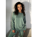 By Louise By Louise Ladies Pyjama Set Long Terry Green Striped