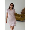 By Louise By Louise Dames Nachthemd Korte Mouw Roze Met Stippen