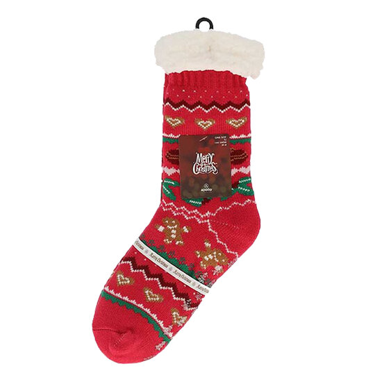 Apollo Dames Home Socks Kerst Huissokken Kerstsokken Rood