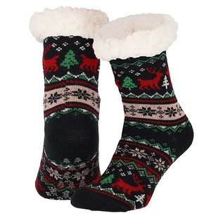 Dames Home Socks Kerst Huissokken Kerstsokken Blauw