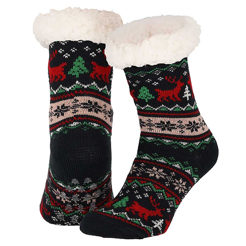 Apollo Dames Home Socks Kerst Huissokken Kerstsokken Blauw