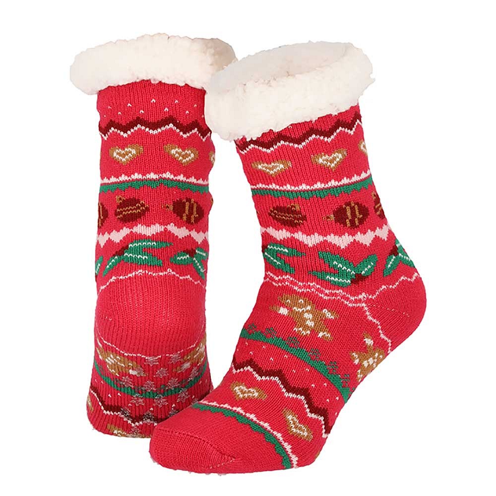 Apollo Dames Home Socks Kerst Huissokken Kerstsokken Rood