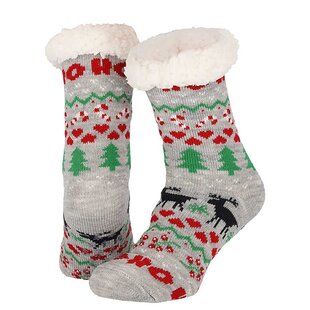 Dames Home Socks Kerst Huissokken Kerstsokken Grijs