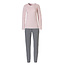 By Louise By Louise Dames Pyjama Set Lang Katoen Roze / Grijs