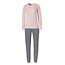 By Louise By Louise Ladies Pyjama Set Long Cotton Pink / Grey