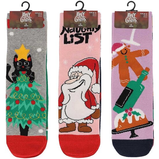 Apollo Apollo Ladies Funny Christmas Socks Gingerbread Wine 2-Pack