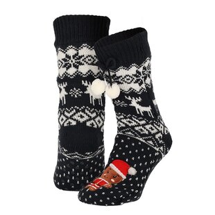 Apollo Ladies Christmas Socks With Non-Slip Blue