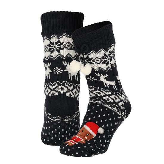 Apollo Apollo Ladies Christmas Socks With Non-Slip Blue