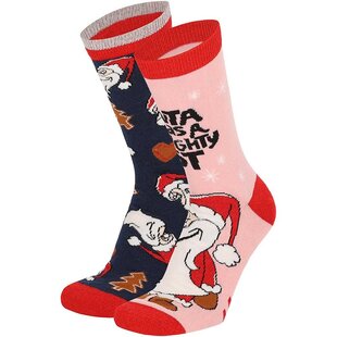 Apollo Ladies Funny Christmas Socks Santa 2-Pack