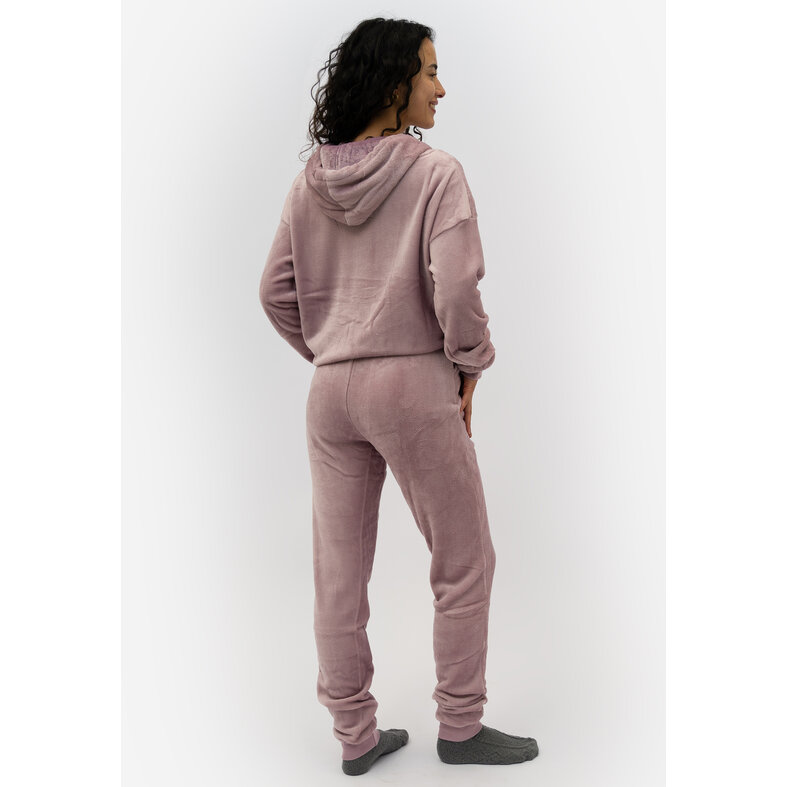 Apollo Apollo Ladies House Suit Loungewear Fleece Incl Hood Pastel Pink