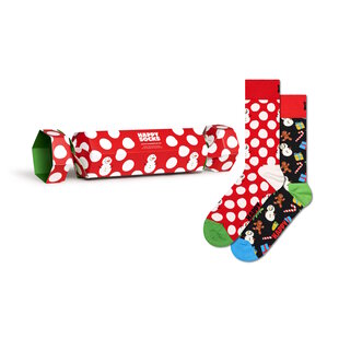 Happy Socks Women's / Men's Socks Big Dot Snowman Giftbox Christmas Socks 2-Pack