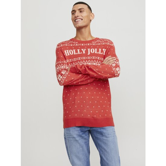 Jack & Jones Jack & Jones Kersttrui Heren Gebreid JORHOLLY Rood