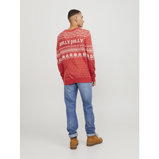 Jack & Jones Jack & Jones Christmas Sweater Men's Knitted JORHOLLY Red