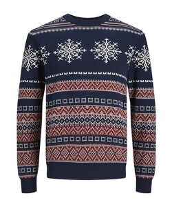 Jack & Jones Men's Christmas Sweater Knitted JORSNOWBALL Navy Blazer Blue