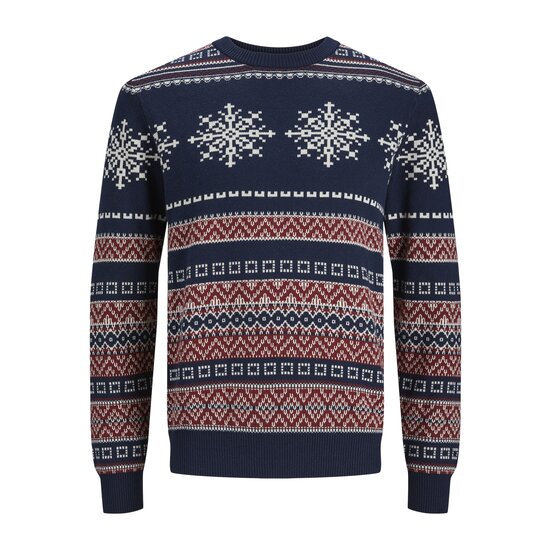 Jack & Jones Jack & Jones Men's Christmas Sweater Knitted JORSNOWBALL Navy Blazer Blue