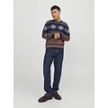 Jack & Jones Jack & Jones Men's Christmas Sweater Knitted JORSNOWBALL Navy Blazer Blue