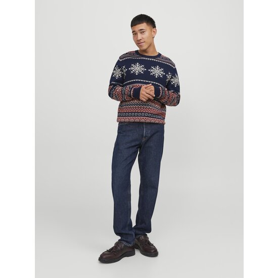 Jack & Jones Jack & Jones Men's Christmas Sweater Knitted JORSNOWBALL Navy Blazer Blue