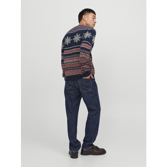 Jack & Jones Jack & Jones Heren Kersttrui Gebreid JORSNOWBALL Navy Blazer Blauw