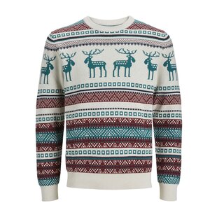 Jack & Jones Heren Kersttrui Gebreid JORSNOWBALL Moonbeam Grijs