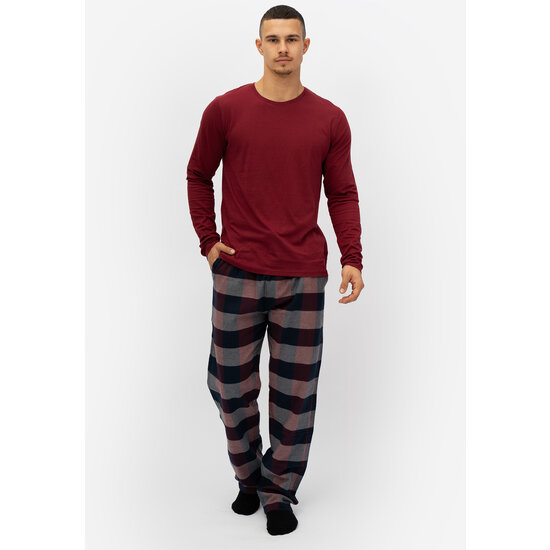 Phil & Co Phil &amp; Co Men's Pyjama Pants Long Checkered Flannel Blue/Red