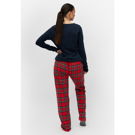 By Louise By Louise Ladies Pyjama Pants Checkered Flannel Red