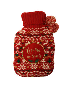 Apollo Hot Water Jug With Knitted Cover Christmas Print Red