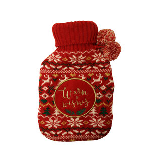 Apollo Hot Water Jug With Knitted Cover Christmas Print Red