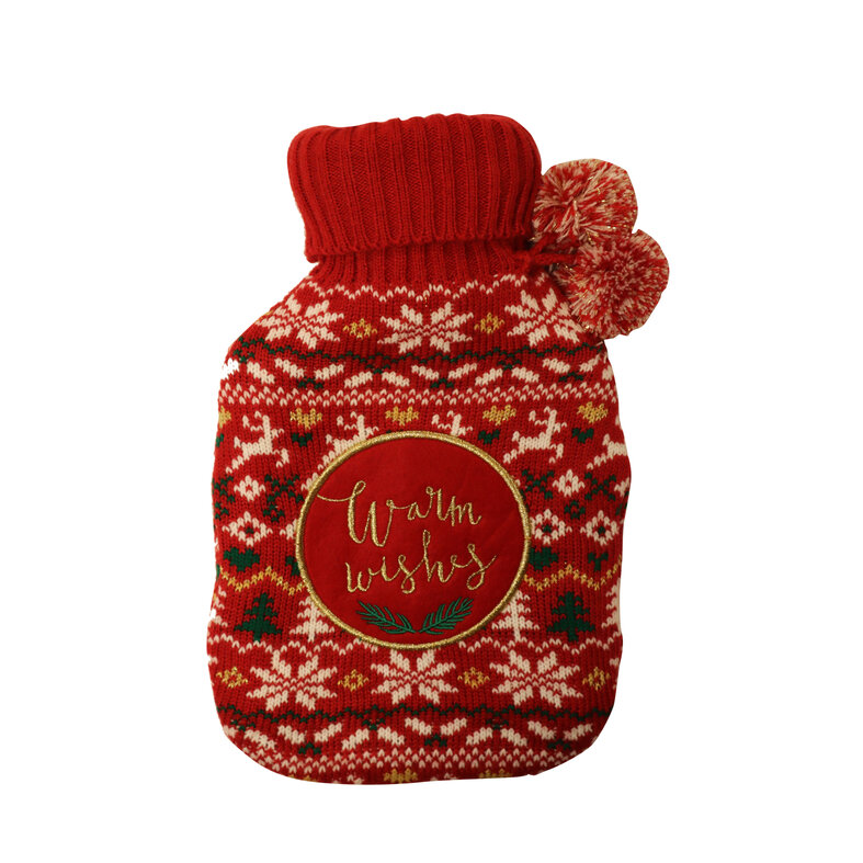 Apollo Apollo Warmwater Kruik Met Gebreide Hoes Kerst Print Rood