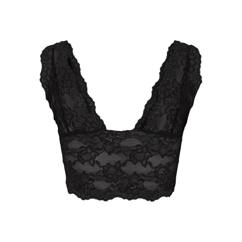 PIECES Pieces Dames Bralette Bra Top Kant Microfiber Zwart