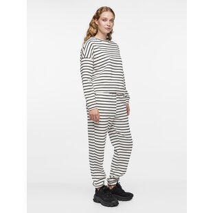 Pieces Dames Huispak Loungewear Gestreept Wit/Zwart