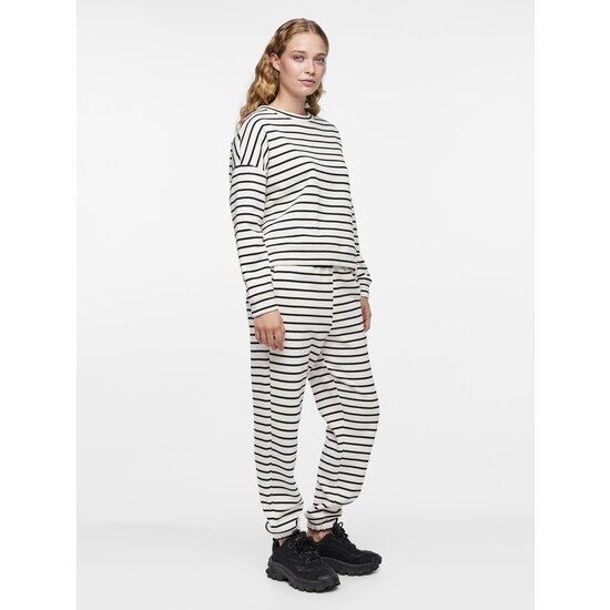 PIECES Pieces Women's House Suit Loungewear Striped White/Black