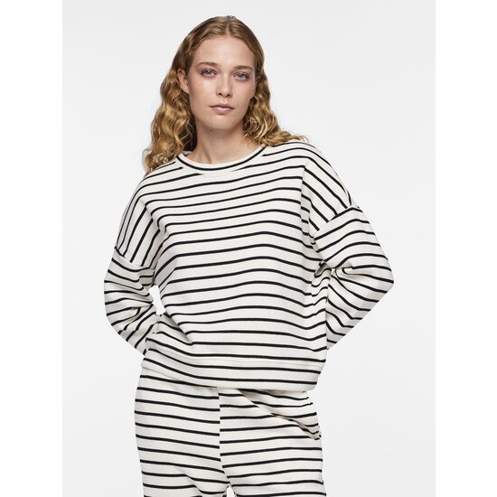 PIECES Pieces Dames Huispak Loungewear Gestreept Wit/Zwart