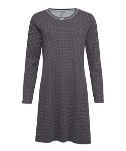By Louise Ladies Nightshirt Interlock Long Sleeve Anthracite Dotted