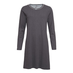 By Louise Ladies Nightshirt Interlock Long Sleeve Anthracite Dotted